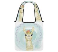 VAPOKF Cute Little Llama Smiling Canvas Tote Bags, Women's Shoulder Handbags, Large Reusable Carry Bag Shoulder Bag for School Work Office Travel Shopping Casual