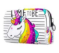 VAPOKF Cute Magical Unicorn Rainbow Sweet Pattern Cosmetic Bag for Women, Travel Toiletries Bags Large Makeup Handy Pouch Organizer Bag with Zipper