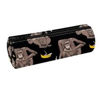 VAPOKF Cute Monkey and Banana Peel Leftover Pencil Cases, PU Leather Pen Bag Student Stationery Organiser Bag Makeup Pouch for Women Girls Boys Kids School Office Supplies
