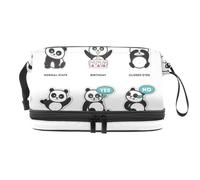 VAPOKF Cute Panda Different Poses Moods Pattern Cosmetic Bag for Women and Girls, Travel Toiletry Bag Makeup Handy Pouch Organizer Bag with Brush Compartment