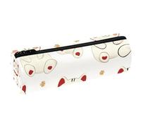 VAPOKF Cute Shaking Cat PU Leather Barrel Pen Pencil Case Coin Purse Cosmetic Makeup Bag for Student Stationery School Office Storage
