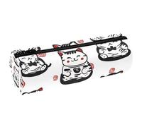 VAPOKF Cute Shaking Cat PU Leather Barrel Pen Pencil Case Coin Purse Cosmetic Makeup Bag for Student Stationery School Office Storage