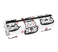 VAPOKF Cute Shaking Cat PU Leather Barrel Pen Pencil Case Coin Purse Cosmetic Makeup Bag for Student Stationery School Office Storage