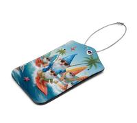 VAPOKF Cute Surfing Gnomes Luggage Tags, Leather Suitcase Tags, Luggage Tags for Suitcases with Adjustable Strap Privacy Protection Cover for Preventing Loss of Bags and Suitcases