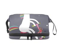 VAPOKF Cute Unicorn on a Bicycle with a Rainbow Mane Cosmetic Bag for Women and Girls, Travel Toiletry Bag Makeup Handy Pouch Organizer Bag with Brush Compartment