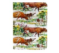 VAPOKF Dairy Cows and Calfs in The Farm Passport Holder Travel Wallet Leather Card Case Cover, 11.5x16.5cm