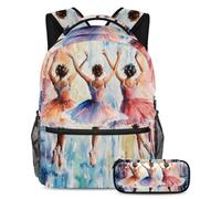VAPOKF Dancing Ballet Girls School Bag Set for Teen Girls Boys Kids, Student Bookbag Backpack Rucksack with Pencil Case for Primary Secondary Junior High School