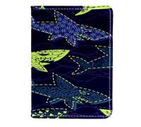 VAPOKF Danger Shark on The Deepsea Passport Holder Travel Wallet Leather Card Case Cover, 11.5x16.5cm