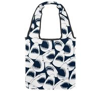 VAPOKF Danger Sharks Canvas Tote Bags, Women's Shoulder Handbags, Large Reusable Carry Bag Shoulder Bag for School Work Office Travel Shopping Casual