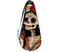VAPOKF Day of The Dead Skeleton Couple Racket Bag for Tennis, Tennis Bat Cover Racket Case Paddle Bag, Holds up to 2 Racquets