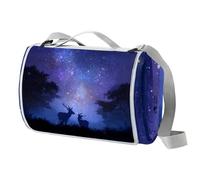VAPOKF Deers Starry Sky Picnic Blanket Waterproof, Extra Large Picnic Mat 150 X 145 cm, Camping Beach Blanket Washable Foldable, Camping Accessories for Outdoor Activities
