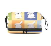 VAPOKF Different Rabbit Moods Pattern Cosmetic Bag for Women and Girls, Travel Toiletry Bag Makeup Handy Pouch Organizer Bag with Brush Compartment
