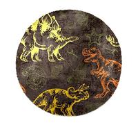 VAPOKF Dinosaur Soft Round Faux Rabbit Fur Area Rug, Non-Slip Floor Carpet Mat for Kids Room Nursery Room, 2.3 Feet