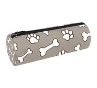 VAPOKF Dog Bones Pawprints on Grey Pen Pencil Case Coin Purse Cosmetic Makeup Bag for Student Stationery School Office Storage
