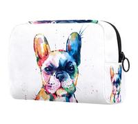 VAPOKF Dog French Bulldog Watercolor Illustration Cosmetic Bag for Women, Travel Toiletries Bags Large Makeup Handy Pouch Organizer Bag with Zipper