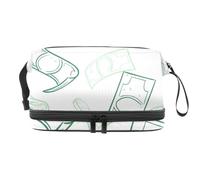 VAPOKF Doodle Dollars Pattern Cosmetic Bag for Women and Girls, Travel Toiletry Bag Makeup Handy Pouch Organizer Bag with Brush Compartment