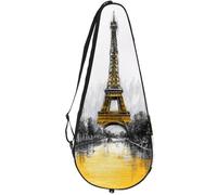 VAPOKF Drawing Paris Eiffer Tower Building Street Racket Bag for Tennis, Tennis Bat Cover Racket Case Paddle Bag, Holds up to 2 Racquets