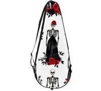 VAPOKF Dressed Skeleton Bride and Groom Racket Bag for Tennis, Tennis Bat Cover Racket Case Paddle Bag, Holds up to 2 Racquets