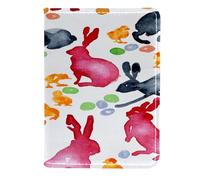 VAPOKF Easter Hare Rabbit and Chicken Eggs Passport Holder Travel Wallet Leather Card Case Cover, 11.5x16.5cm