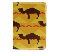 VAPOKF Egypt Camels and Triangle Pattern Passport Holder Travel Wallet Leather Card Case Cover, 11.5x16.5cm