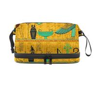 VAPOKF Egyptian Gods Pharaoh Pattern Cosmetic Bag for Women and Girls, Travel Toiletry Bag Makeup Handy Pouch Organizer Bag with Brush Compartment