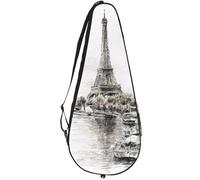 VAPOKF Eiffel Tower and The River Seine Racket Bag for Tennis, Tennis Bat Cover Racket Case Paddle Bag, Holds up to 2 Racquets