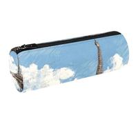 VAPOKF Eiffel Tower River Seine Blue Sky Pen Pencil Case Coin Purse Cosmetic Makeup Bag for Student Stationery School Office Storage