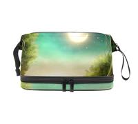 VAPOKF Enchanted Dark Forest in The Moonlight Cosmetic Bag for Women and Girls, Travel Toiletry Bag Makeup Handy Pouch Organizer Bag with Brush Compartment