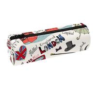 VAPOKF England Travel Landmark Sign Symbol Pencil Cases, PU Leather Pen Bag Student Stationery Organiser Bag Makeup Pouch for Women Girls Boys Kids School Office Supplies