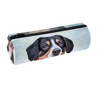 VAPOKF Entlebucher Mountain Dog Portrait Print Pencil Cases, PU Leather Pen Bag Student Stationery Organiser Bag Makeup Pouch for Women Girls Boys Kids School Office Supplies