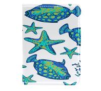 VAPOKF Exotic Fish Starfish Coral Passport Holder Travel Wallet Leather Card Case Cover, 11.5x16.5cm