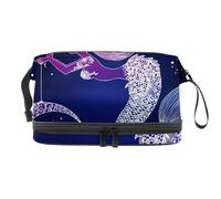 VAPOKF Fantasy Beautiful Mermaid Moon Coloring Pattern Cosmetic Bag for Women and Girls, Travel Toiletry Bag Makeup Handy Pouch Organizer Bag with Brush Compartment
