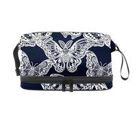 VAPOKF Fantasy Nature Butterflies or Moths Art and Spirituality Pattern Cosmetic Bag for Women and Girls, Travel Toiletry Bag Makeup Handy Pouch Organizer Bag with Brush Compartment