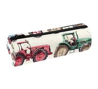 VAPOKF Farm Tractors Machinery Print Pencil Cases, PU Leather Pen Bag Student Stationery Organiser Bag Makeup Pouch for Women Girls Boys Kids School Office Supplies