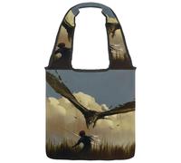 VAPOKF Fierce Eagle Attack the Warrior Canvas Tote Bags, Women's Shoulder Handbags, Large Reusable Carry Bag Shoulder Bag for School Work Office Travel Shopping Casual