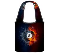 VAPOKF Fire and Water Billiards Ball Number Eight Canvas Tote Bags, Women's Shoulder Handbags, Large Reusable Carry Bag Shoulder Bag for School Work Office Travel Shopping Casual