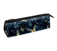 VAPOKF Fireflies Leaves Blue Triangle Pen Bag Pencil Case, Student Stationery Pouch for School Office Supplies