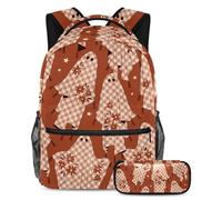 VAPOKF Floral Ghosts Halloween School Bag Set for Teen Girls Boys Kids, Student Bookbag Backpack Rucksack with Pencil Case for Primary Secondary Junior High School