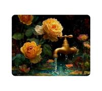 VAPOKF Flower Faucet Mouse Pad for Desk - Gaming Mouse Pad with Non-Slip Base Stitched Edges, Rectangle Desk Mat for Keyboard and Mouse
