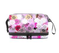 VAPOKF Flower Flowers Carta Da Parati Cosmetic Bag for Women and Girls, Travel Toiletry Bag Makeup Handy Pouch Organizer Bag with Brush Compartment