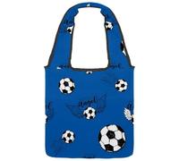 VAPOKF Flying Football Soccer Ball with Angel Wings Pattern Canvas Tote Bags, Women's Shoulder Handbags, Large Reusable Carry Bag Shoulder Bag for School Work Office Travel Shopping Casual