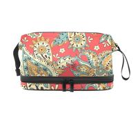 VAPOKF Flying Paired Cranes Rising Sun Pattern Cosmetic Bag for Women and Girls, Travel Toiletry Bag Makeup Handy Pouch Organizer Bag with Brush Compartment