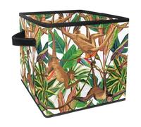 VAPOKF Foldable Storage Box, Fabric Storage Basket, Cube, Organiser, Bins with Handles for Toy, Clothes, Books, Closet, Bedroom, Home - Monkey in the Jungle