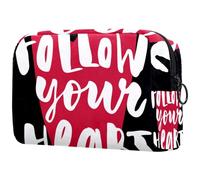 VAPOKF Follow Your Heart Red Love Cosmetic Bag for Women, Travel Toiletries Bags Large Makeup Handy Pouch Organizer Bag with Zipper