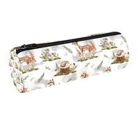 VAPOKF Forest Deer Mouse Fox Squirrel Hare Hedgehog Canvas Pen Pencil Case Coin Purse Cosmetic Makeup Bag for Student Stationery School Office Storage