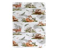 VAPOKF Forest Deer Mouse Fox Squirrel Hare Hedgehog Passport Holder Travel Wallet Leather Card Case Cover, 11.5x16.5cm