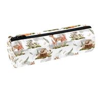 VAPOKF Forest Deer Mouse Fox Squirrel Hare Hedgehog Pencil Cases, PU Leather Pen Bag Student Stationery Organiser Bag Makeup Pouch for Women Girls Boys Kids School Office Supplies