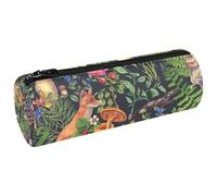 VAPOKF Forest Owl Fox Hedgehog Hare Canvas Pen Pencil Case Coin Purse Cosmetic Makeup Bag for Student Stationery School Office Storage