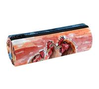 VAPOKF Four Chickens in The Water Pencil Cases, PU Leather Pen Bag Student Stationery Organiser Bag Makeup Pouch for Women Girls Boys Kids School Office Supplies