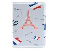 VAPOKF France Map and Paris Tower Passport Holder Travel Wallet Leather Card Case Cover, 11.5x16.5cm